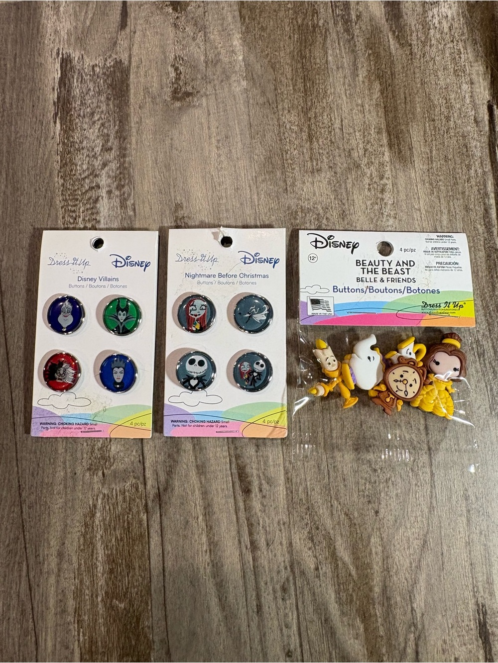 Disney Buttons Crafts Villains/ Beauty and the Beast Nightmare Before Christmas